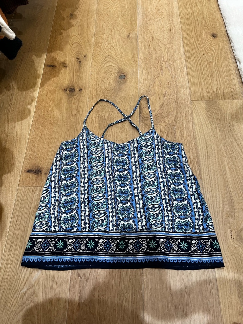 Hollister Blue and White Patterned Strappy Camisole